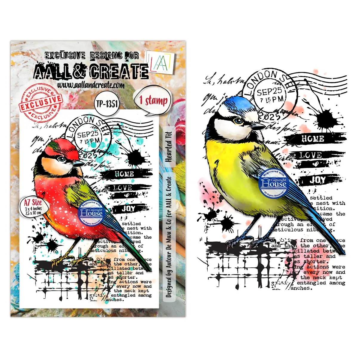 AALL & CREATE AALL & CREATE AUTOUR DE MWA #1351 MÉSANGE À TÊTE NOIR A7 TAMPON CLAIR