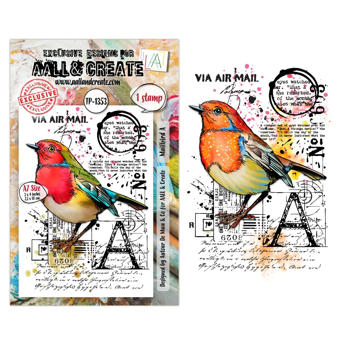AALL & CREATE AALL & CREATE AUTOUR DE MWA #1353 OISEAU FACTEUR A A7 TAMPON CLAIR