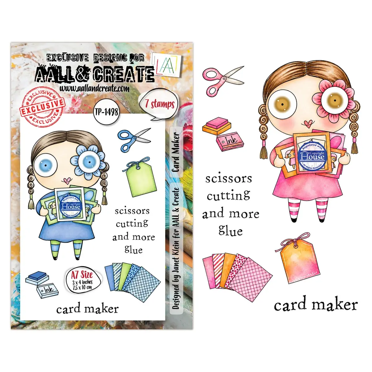 AALL & CREATE AALL & CREATE JANET KLEIN #1498 CRÉATEUR DE CARTE A7 ENSEMBLE DE TAMPONS CLAIRS