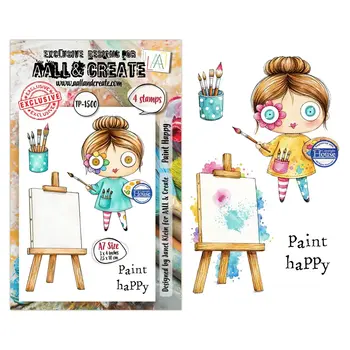 AALL & CREATE AALL & CREATE JANET KLEIN #1500 PAINT HAPPY A7 CLEAR STAMP SET