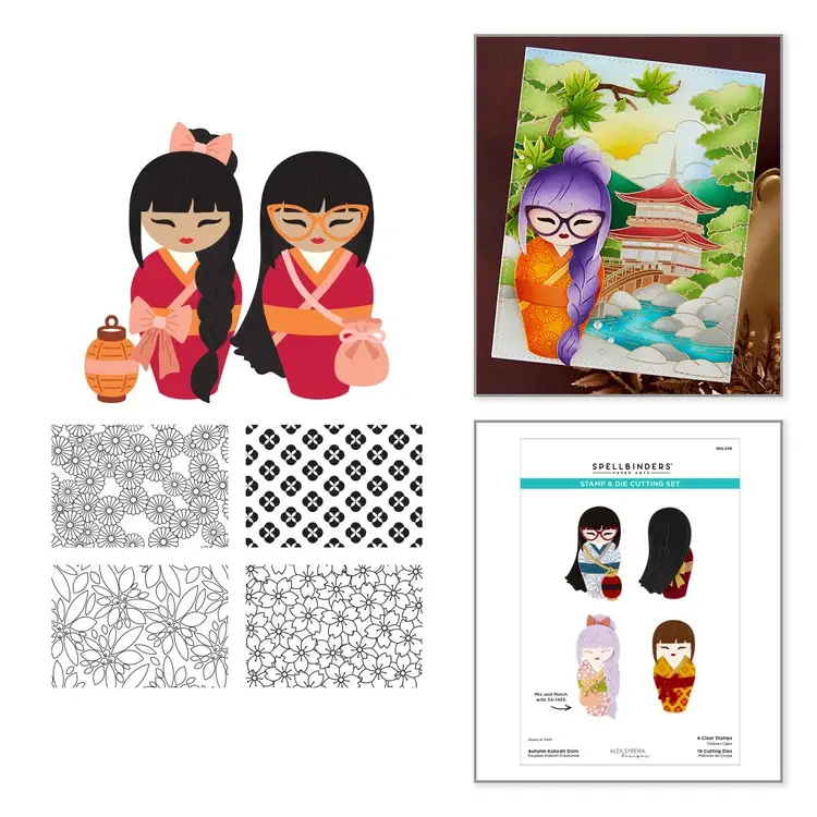 SPELLBINDERS SPELLBINDERS ALEX SYBERIA AUTUMN KOKESHI CLEAR STAMP & DIE SET