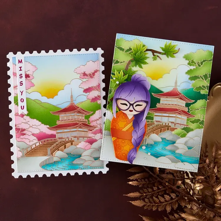 SPELLBINDERS SPELLBINDERS ALEX SYBERIA AUTUMN KOKESHI CLEAR STAMP & DIE SET