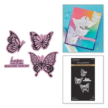 SPELLBINDERS SPELLBINDERS BETTERPRESS PAPILLONS ÉCLATANTS PLAQUE DE PRESSE ET DE DORURE ET MATRICES DE DÉCOUPE