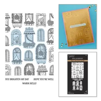 SPELLBINDERS SPELLBINDERS BETTERPRESS DES FENÊTRES AVEC VUE PLAQUE DE PRESSE ET DE DORURE ET MATRICES DE DÉCOUPE