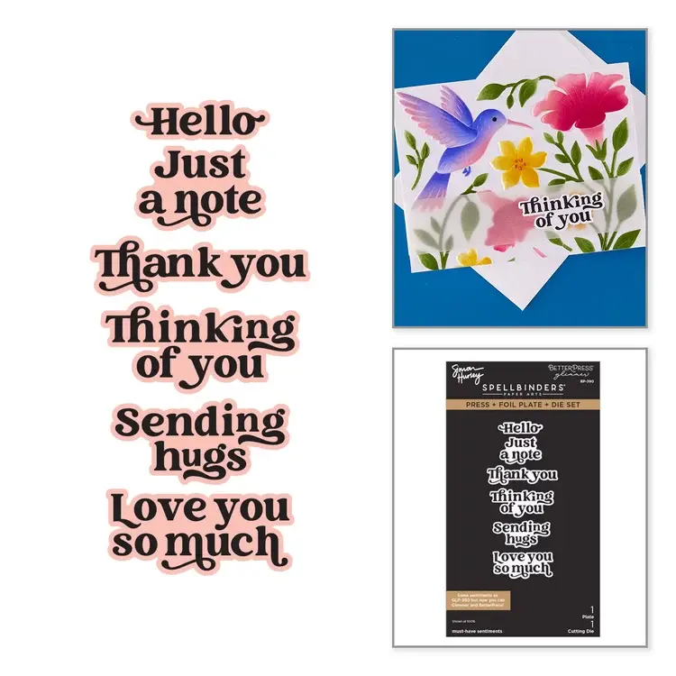SPELLBINDERS SPELLBINDERS SIMON HURLEY MUST-HAVE SENTIMENTS PRESS + FOIL PLATE & DIE SET