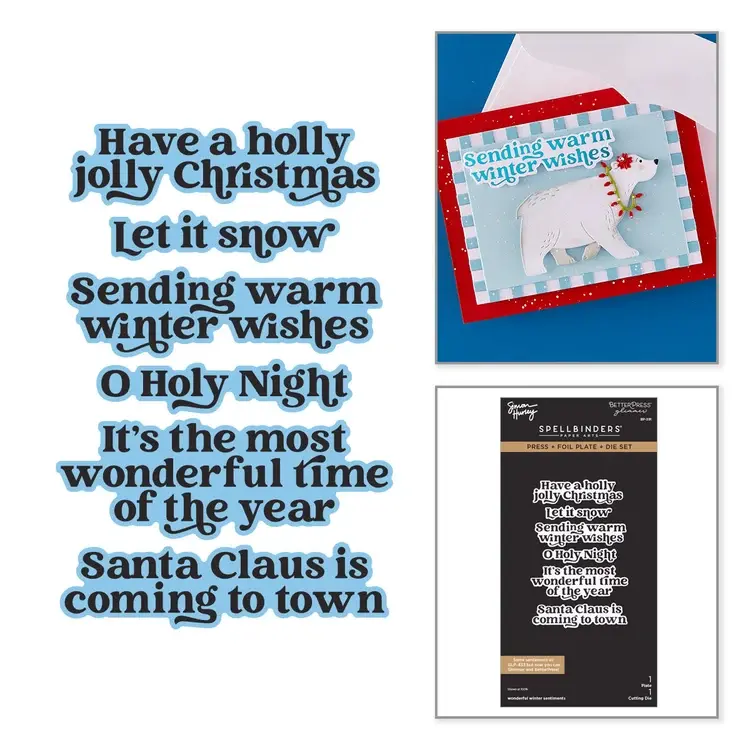 SPELLBINDERS SPELLBINDERS SIMON HURLEY WONDERFUL WINTER SENTIMENTS PRESS + FOIL PLATE & DIE SET