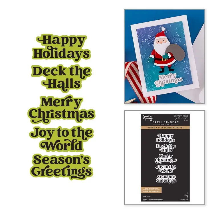 SPELLBINDERS SPELLBINDERS SIMON HURLEY JOYFUL CHRISTMAS SENTIMENTS PRESS + FOIL PLATE & DIE SET