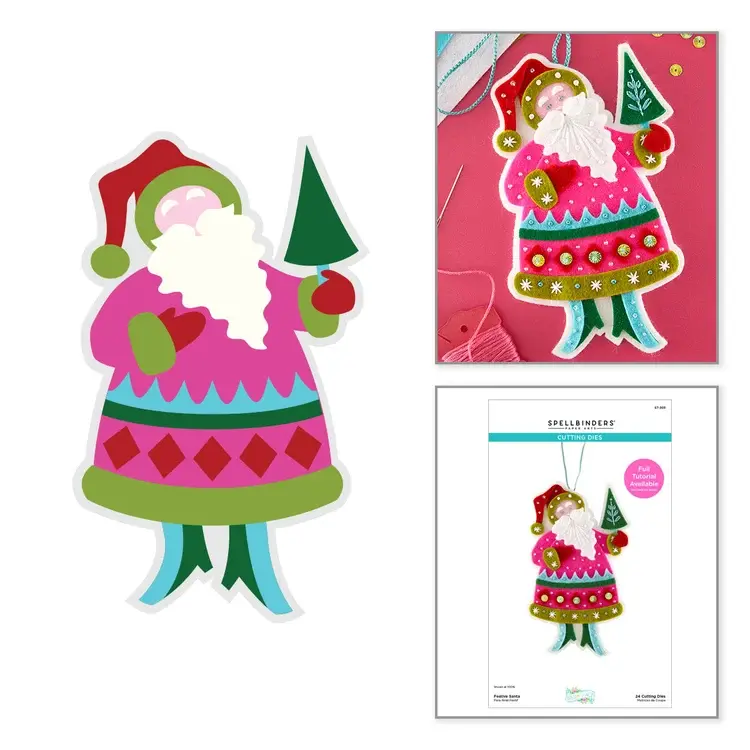 SPELLBINDERS SPELLBINDERS LOLLI & GRACE FESTIVE SANTA ETCHED DIE SET