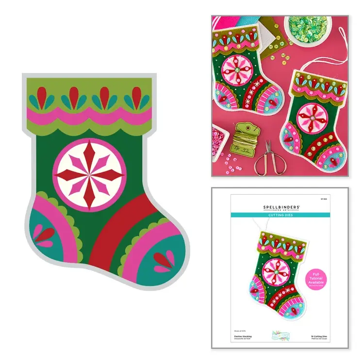 SPELLBINDERS SPELLBINDERS LOLLI & GRACE FESTIVE STOCKING ETCHED DIE SET