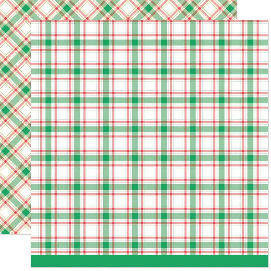 LAWN FAWN LAWN FAWN LET IT SHINE HOLIDAY PLAIDS MISTLETOE 12x12 CARDSTOCK