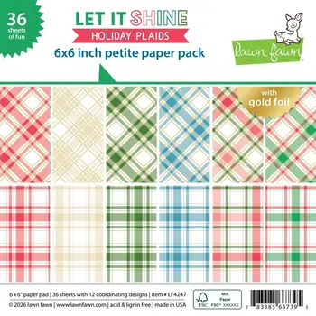 LAWN FAWN LAWN FAWN LET IT SHINE HOLIDAY PLAIDS 6x6 PETITE PAPER PACK 36 SHEETS