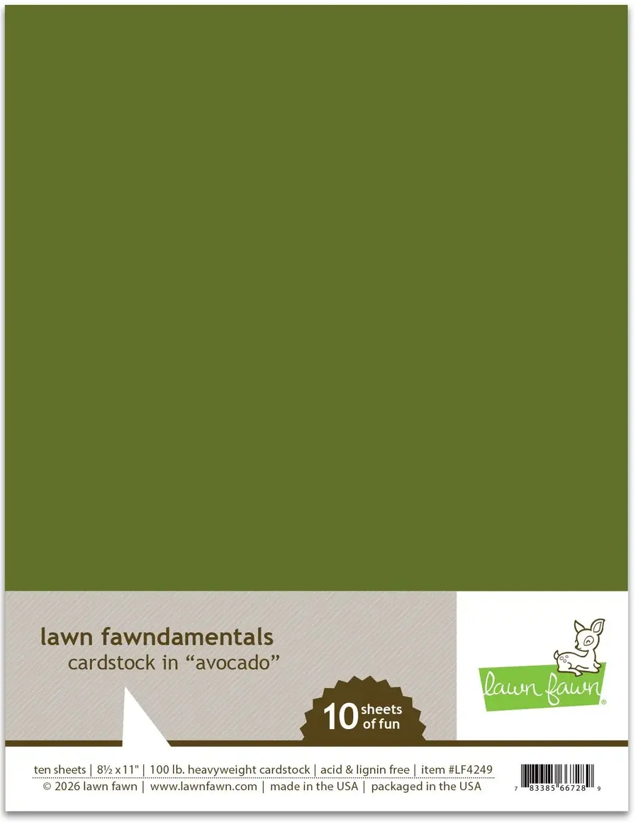 LAWN FAWN LAWN FAWN AVOCADO 8.5x11 CARDSTOCK 10/PK