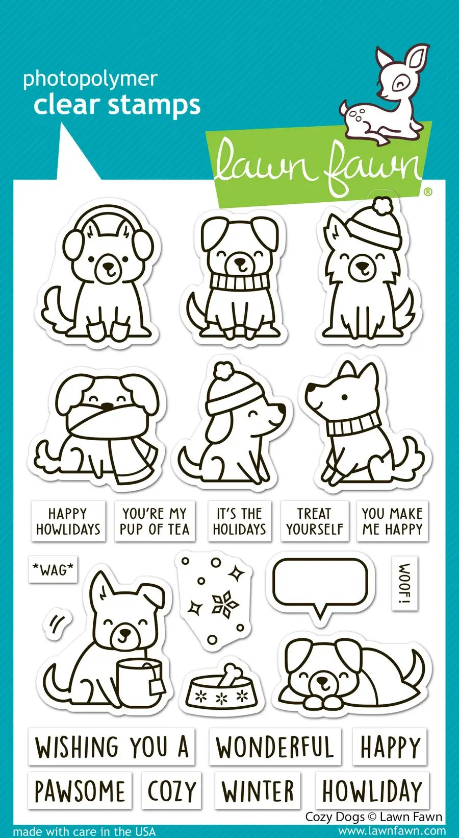 LAWN FAWN LAWN FAWN COZY DOGS CLEAR STAMP SET