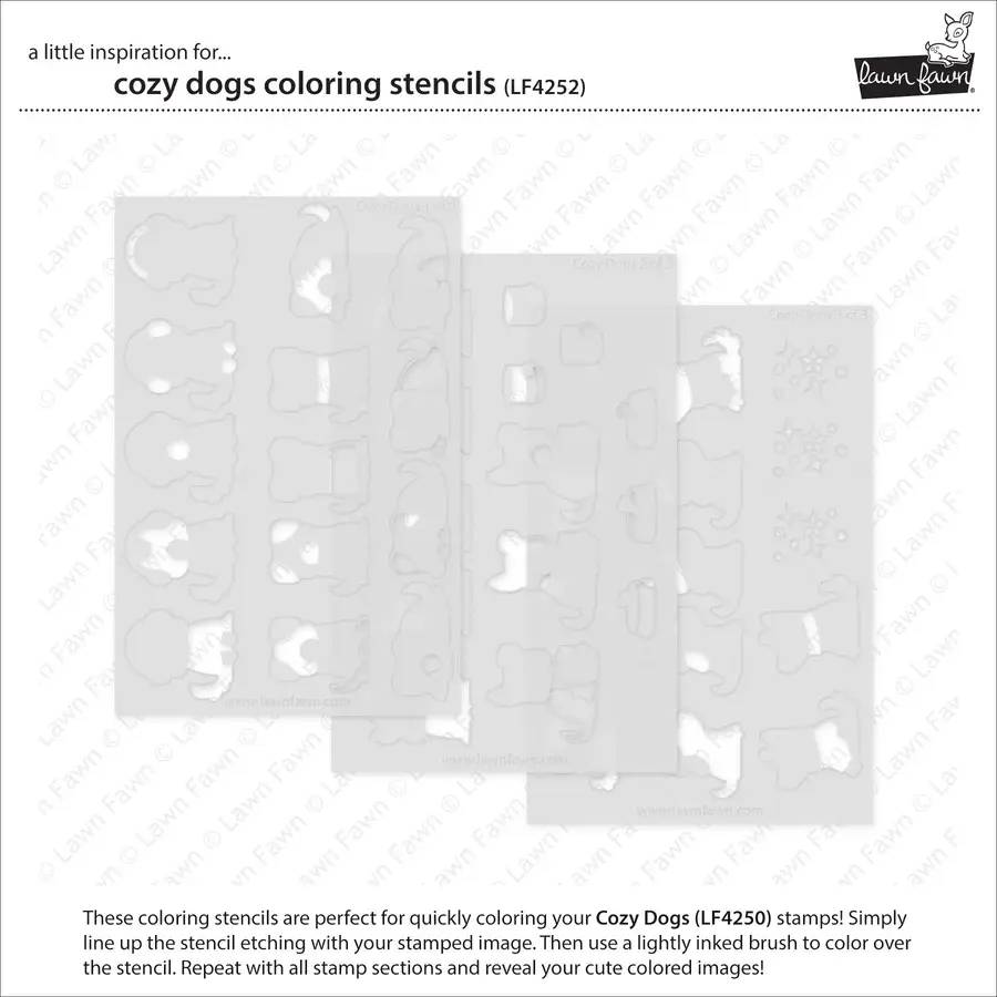 LAWN FAWN LAWN FAWN COZY DOGS COLORING STENCIL SET