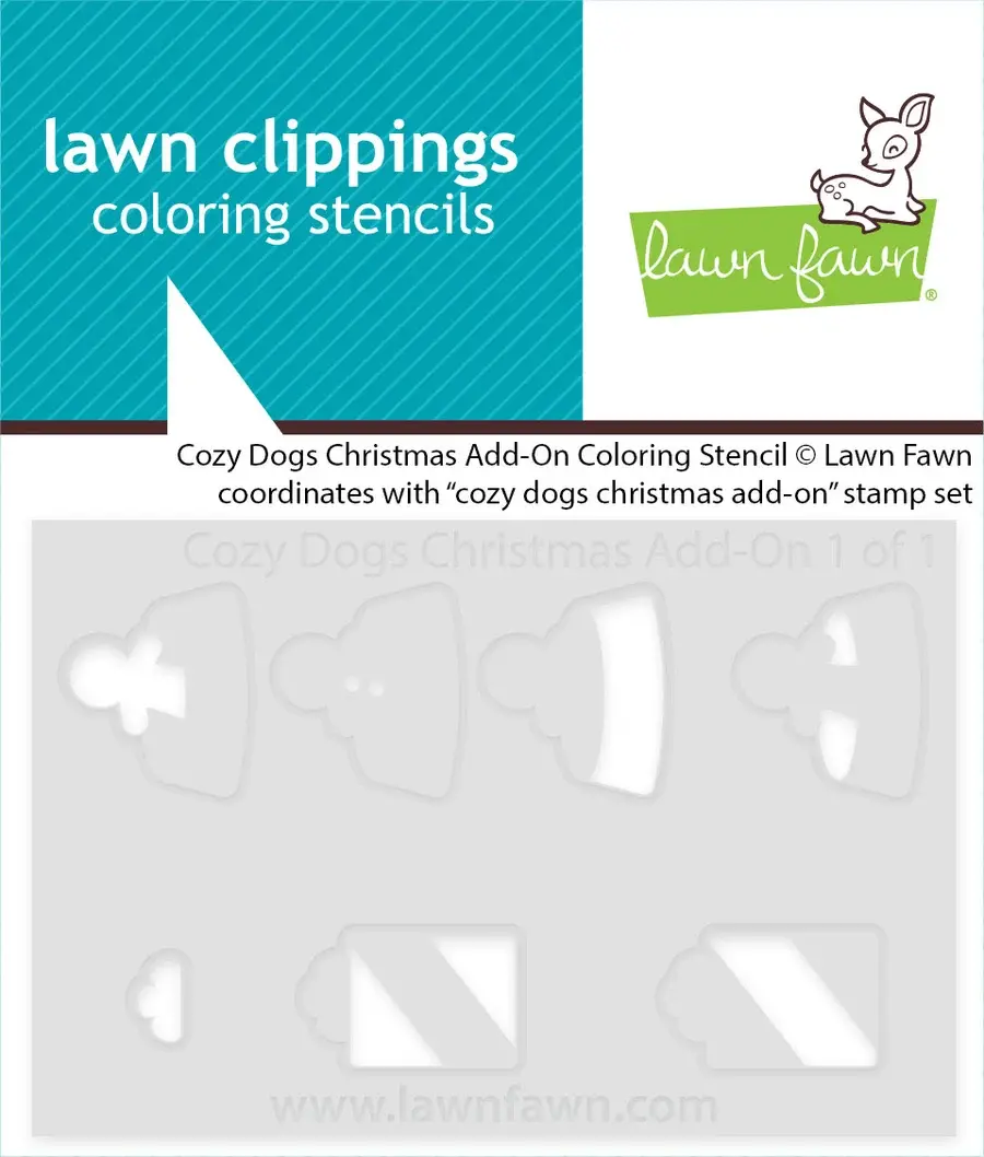 LAWN FAWN LAWN FAWN COZY DOGS CHRISTMAS ADD-ON COLORING STENCIL SET