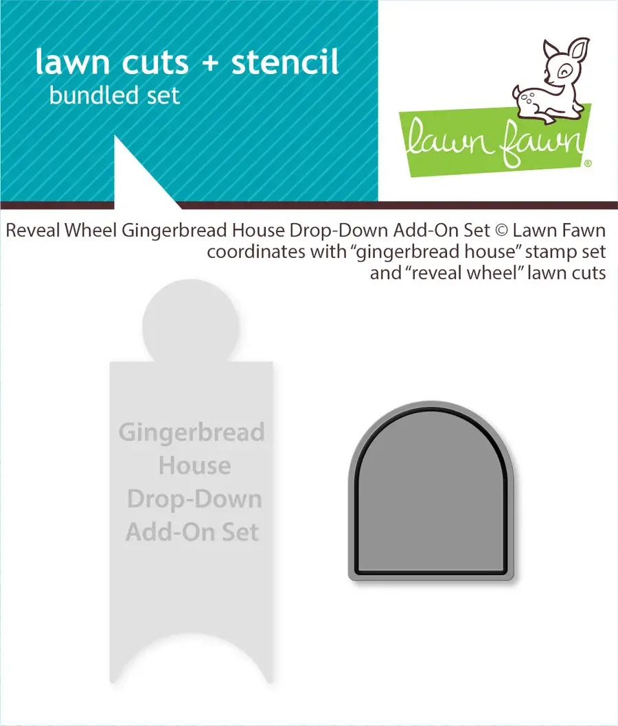 LAWN FAWN LAWN FAWN REVEAL WHEEL GINGERBREAD HOUSE DROP-DOWN ADD-ON DIE AND STENCIL SET