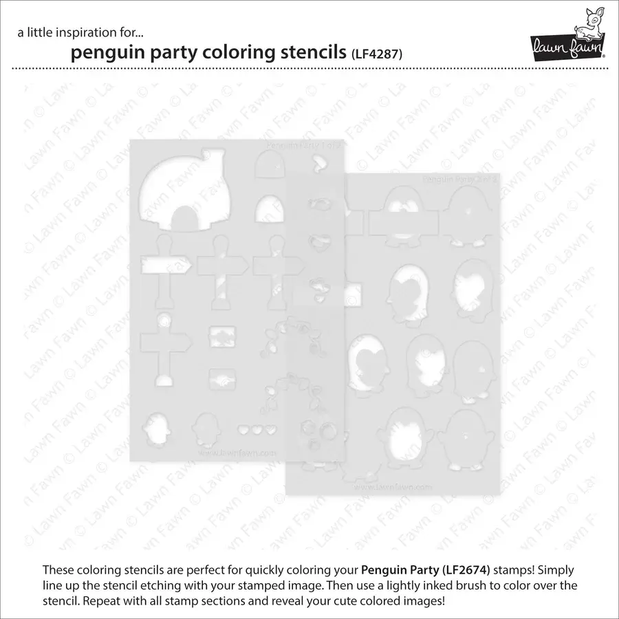 LAWN FAWN LAWN FAWN PENGUIN PARTY COLORING STENCIL SET