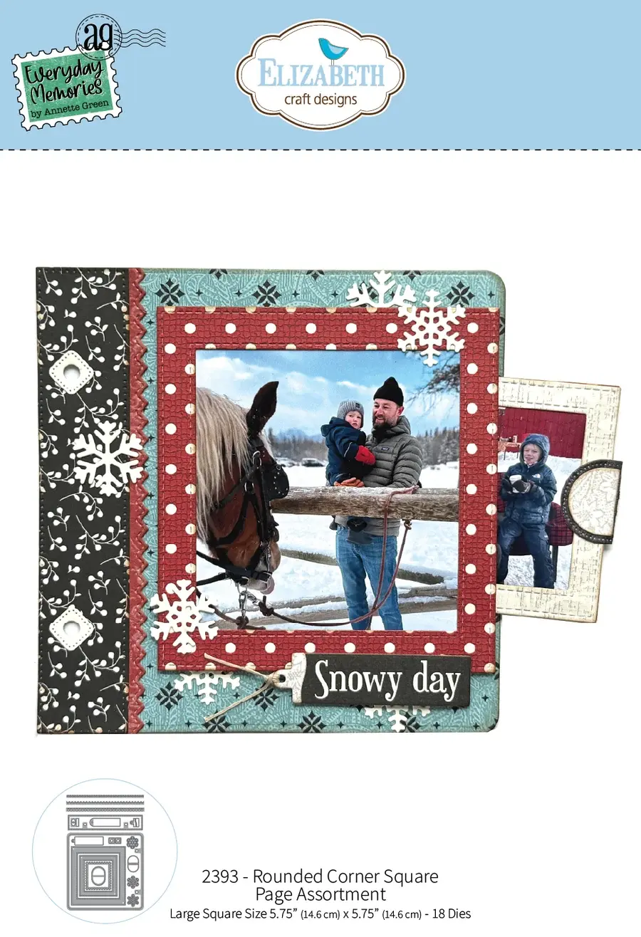 ELIZABETH CRAFT DESIGNS ELIZABETH CRAFT DESIGNS EVERYDAY MEMORIES COMFY COZY ROUNDED CORNER SQUARE PAGE ASSORTMENT DIE SET