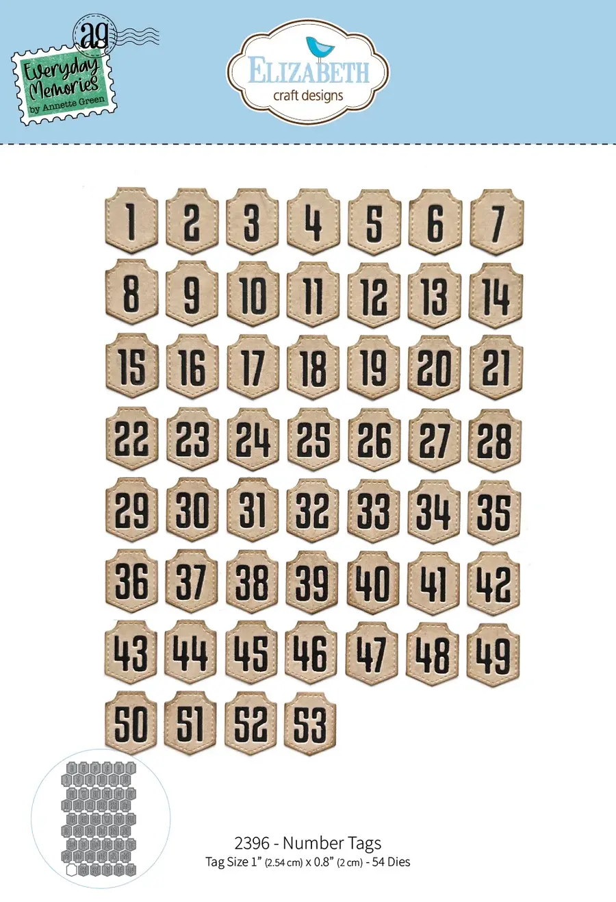 ELIZABETH CRAFT DESIGNS ELIZABETH CRAFT DESIGNS EVERYDAY MEMORIES COMFY COZY NUMBER TAGS DIE SET