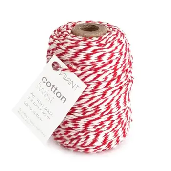 VIVANT LUREX RED AND WHITE COTTON TWINE 50m