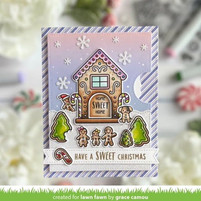 LAWN FAWN LAWN FAWN REVEAL WHEEL GINGERBREAD HOUSE DROP-DOWN ADD-ON DIE AND STENCIL SET