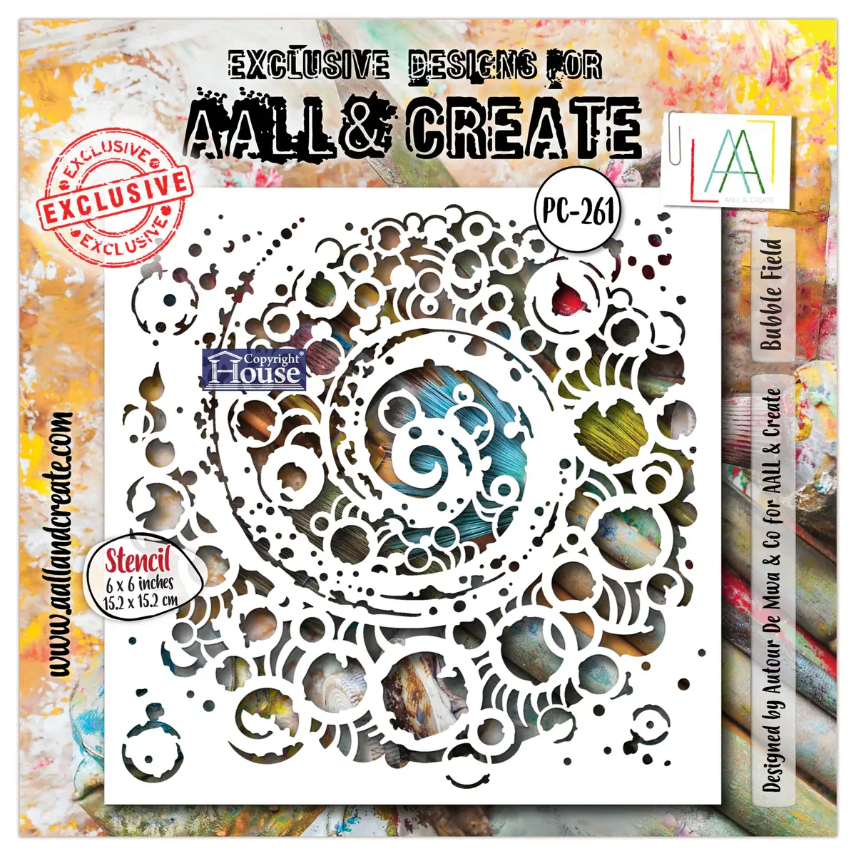 AALL & CREATE AALL & CREATE AUTOUR DE MWA #261 BUBBLE FIELD 6X6 STENCIL