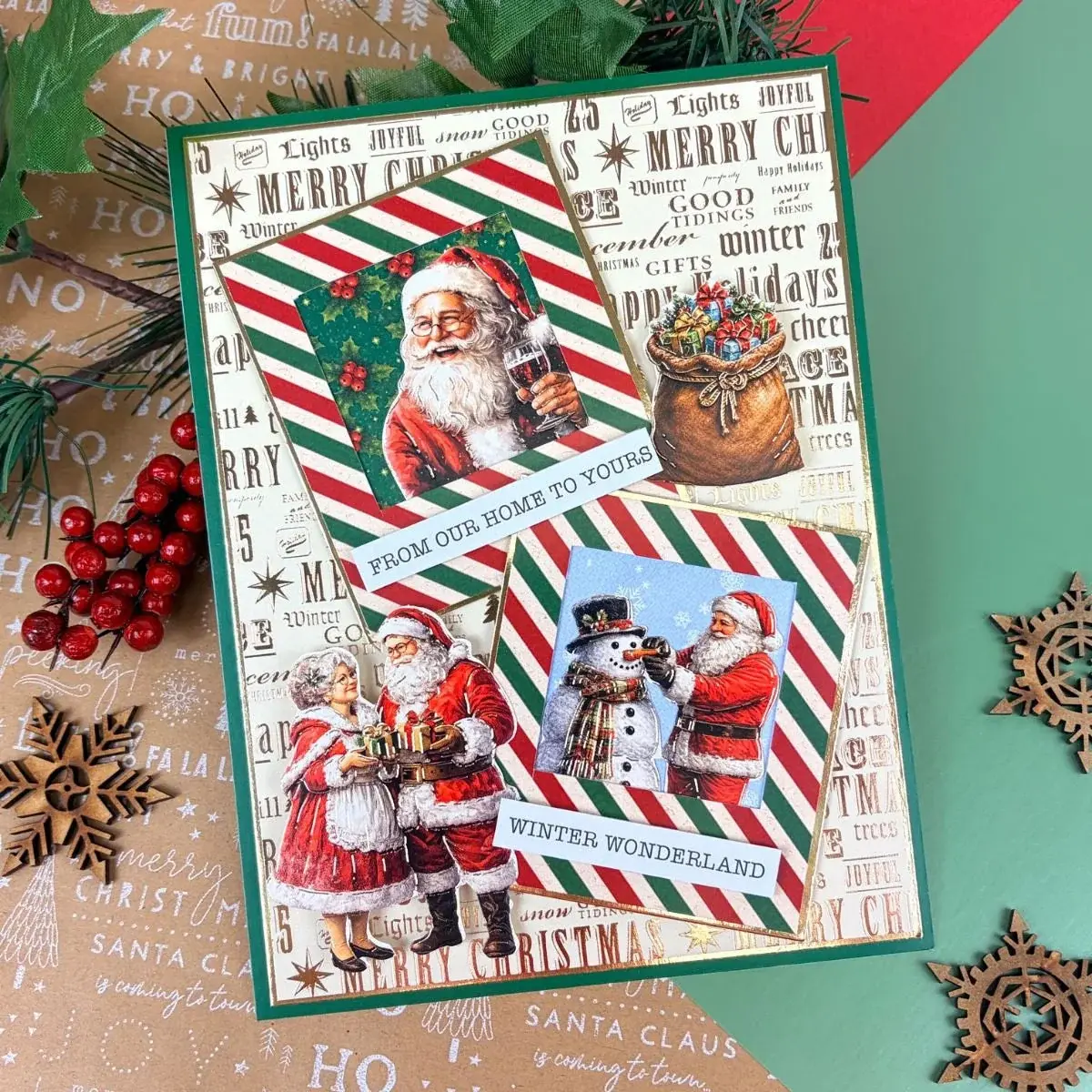 HUNKYDORY CRAFTS LTD. HUNKYDORY CELEBRATE WITH SANTA DELIGHTFUL DIE-CUTS A5 PAD