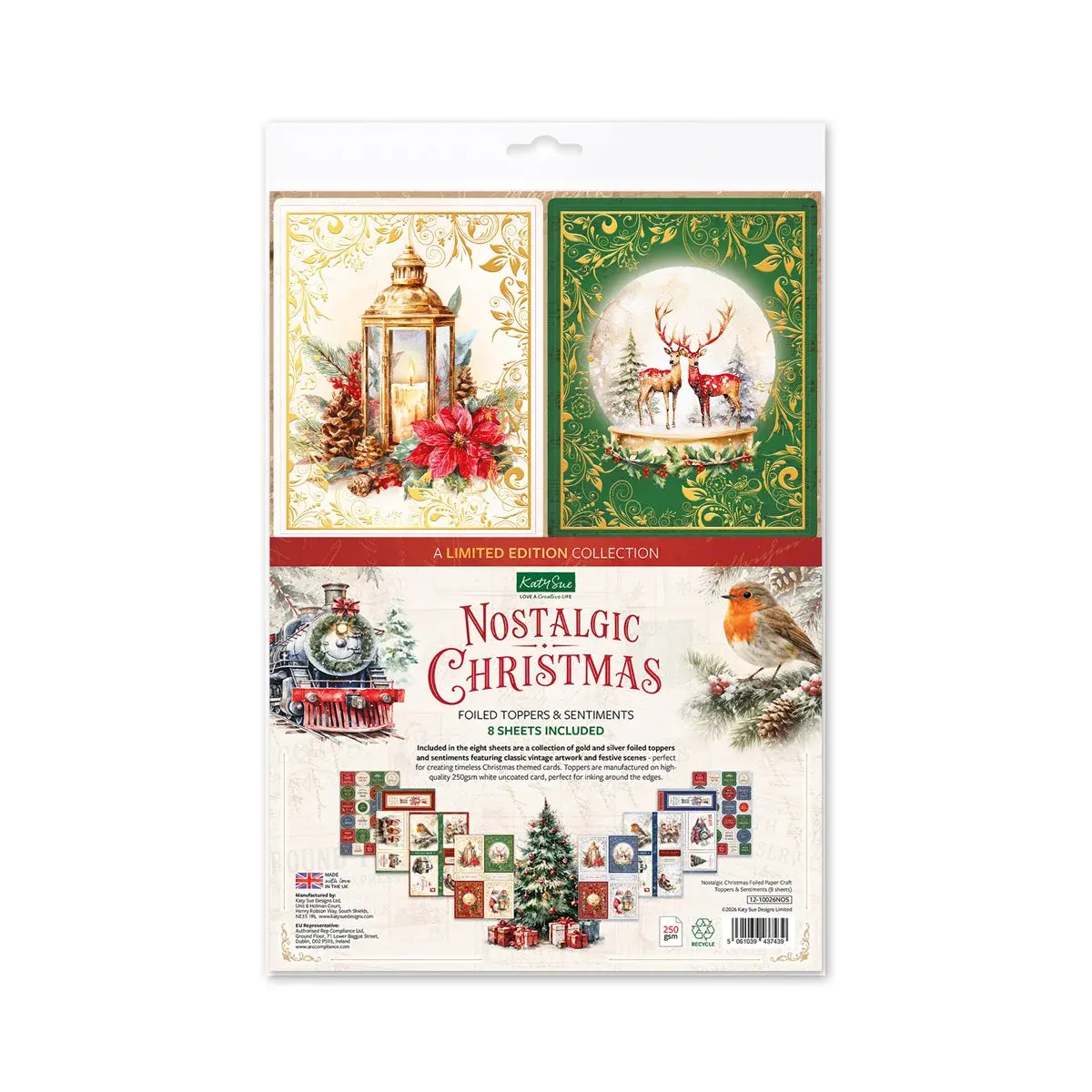 KATY SUE NOSTALGIC CHRISTMAS TOPPERS & SENTIMENTS 8/PK