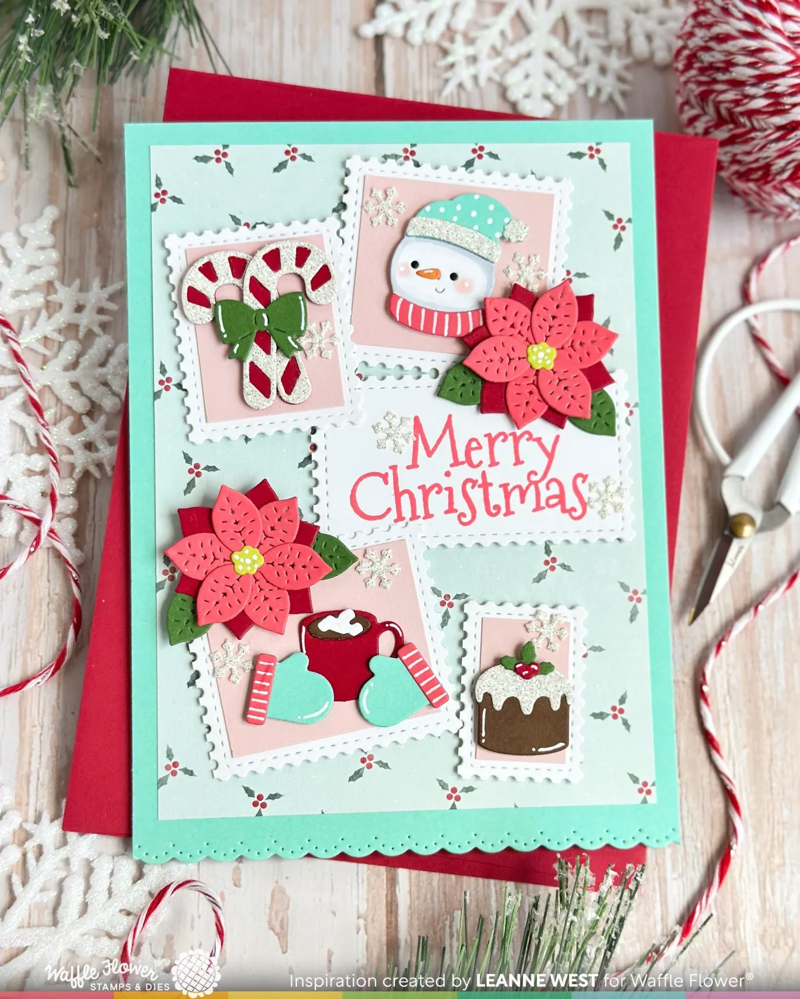WAFFLE FLOWER WAFFLE FLOWER POSTAGE COLLAGE CHRISTMAS ICONS DIE SET