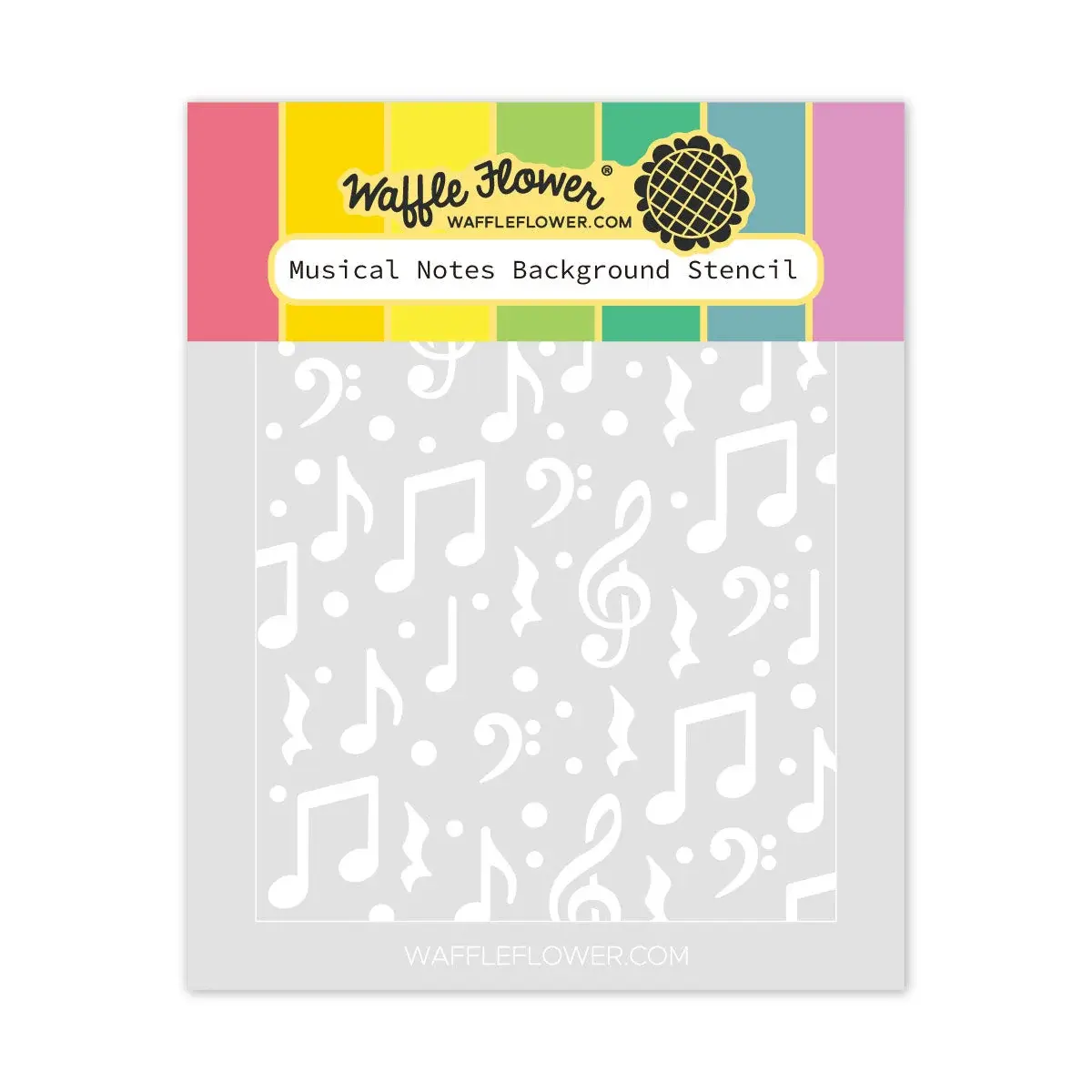 WAFFLE FLOWER WAFFLE FLOWER MUSICAL NOTES BACKGROUND STENCIL