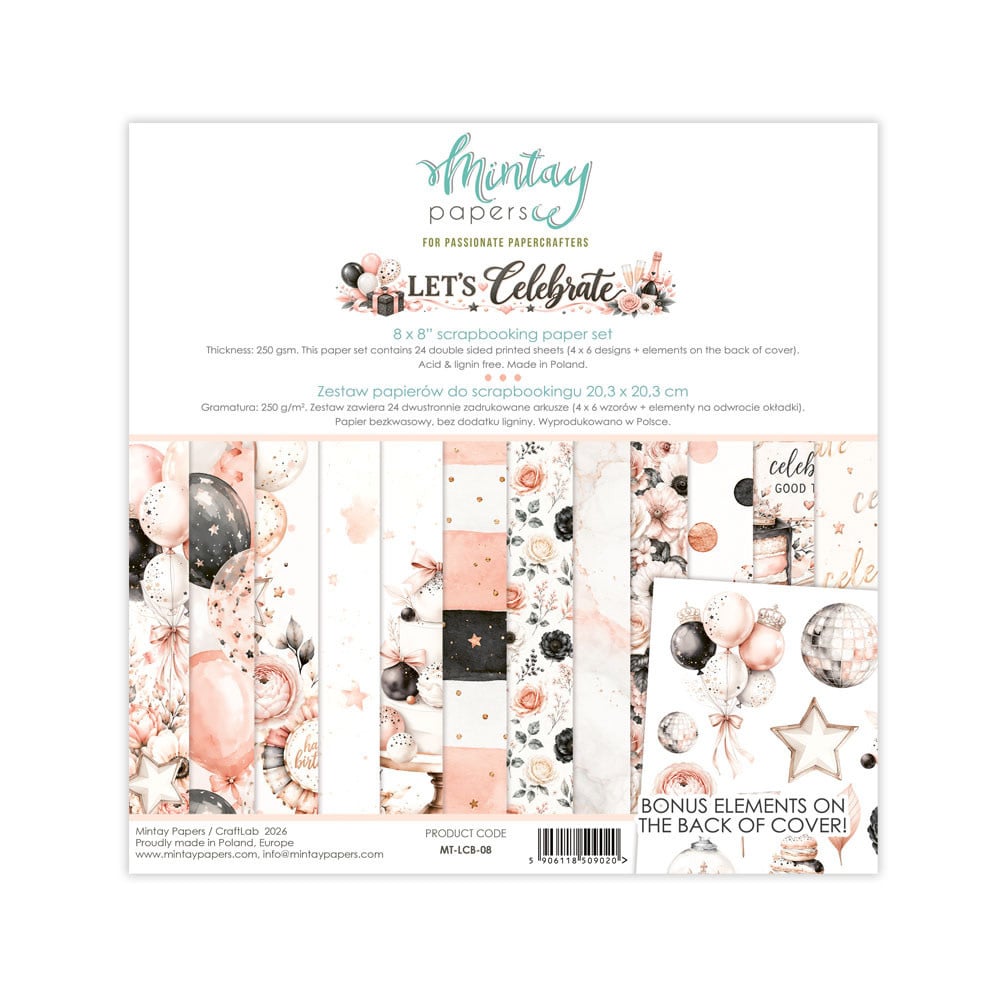 MINTAY MINTAY LET'S CELEBRATE 8x8 PAPER PAD 24 SHEETS