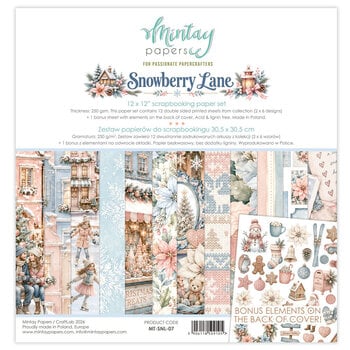 MINTAY MINTAY SNOWBERRY LANE COLLECTION PACK 12x12 12 SHEETS + BONUS CUTOUTS