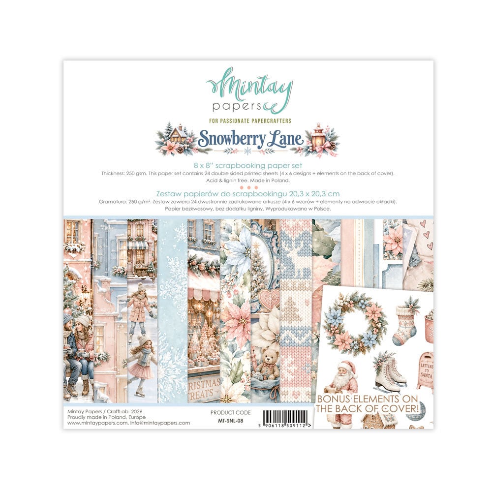 MINTAY MINTAY SNOWBERRY LANE 8x8 PAPER PAD 24 SHEETS