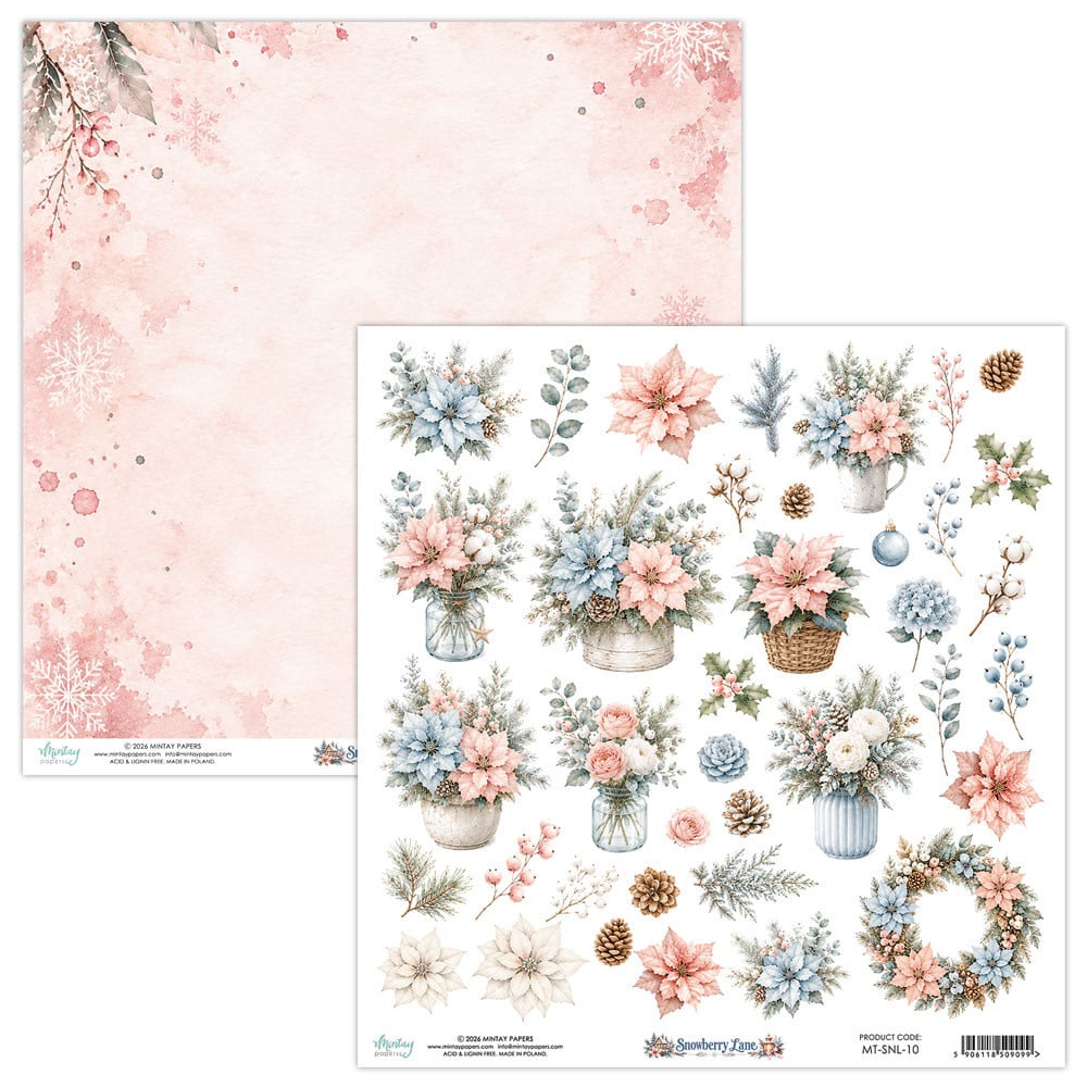 MINTAY MINTAY SNOWBERRY LANE FLORA 12x12 CARDSTOCK