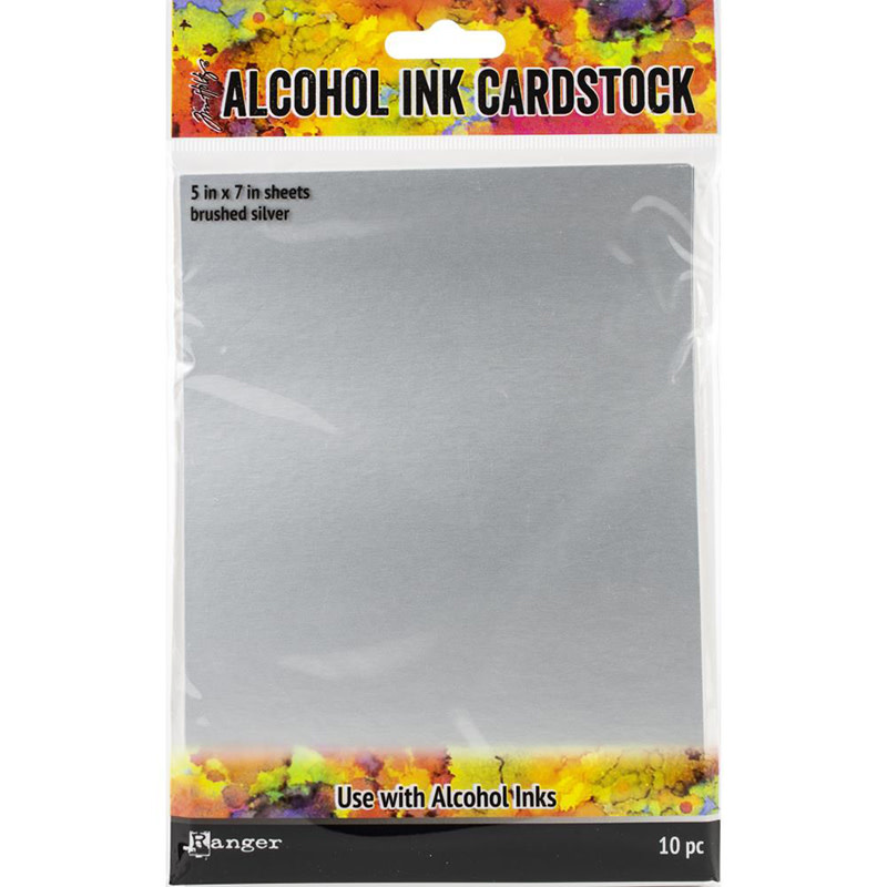 RANGER TIM HOLTZ ALCOHOL INK CARDSTOCK BRUSHED SILVER 5X7