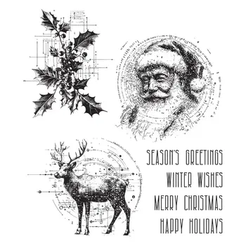 STAMPERS ANONYMOUS STAMPERS ANONYMOUS TIM HOLTZ FESTIVE SCHEMATIC CLING STAMP SET