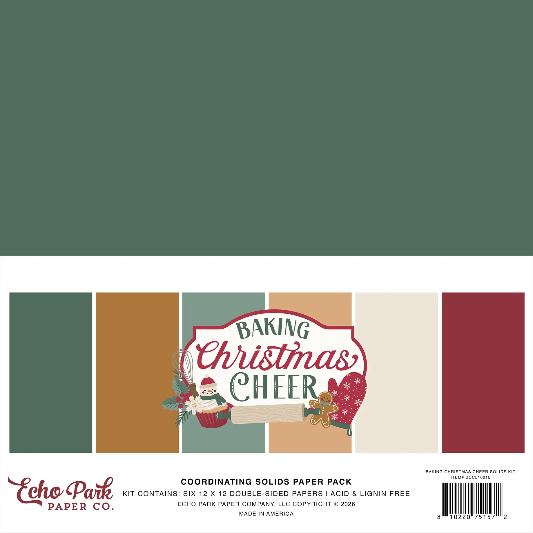 ECHO PARK PAPER ECHO PARK BAKING CHRISTMAS CHEER 12x12 SOLIDS PAPER PACK