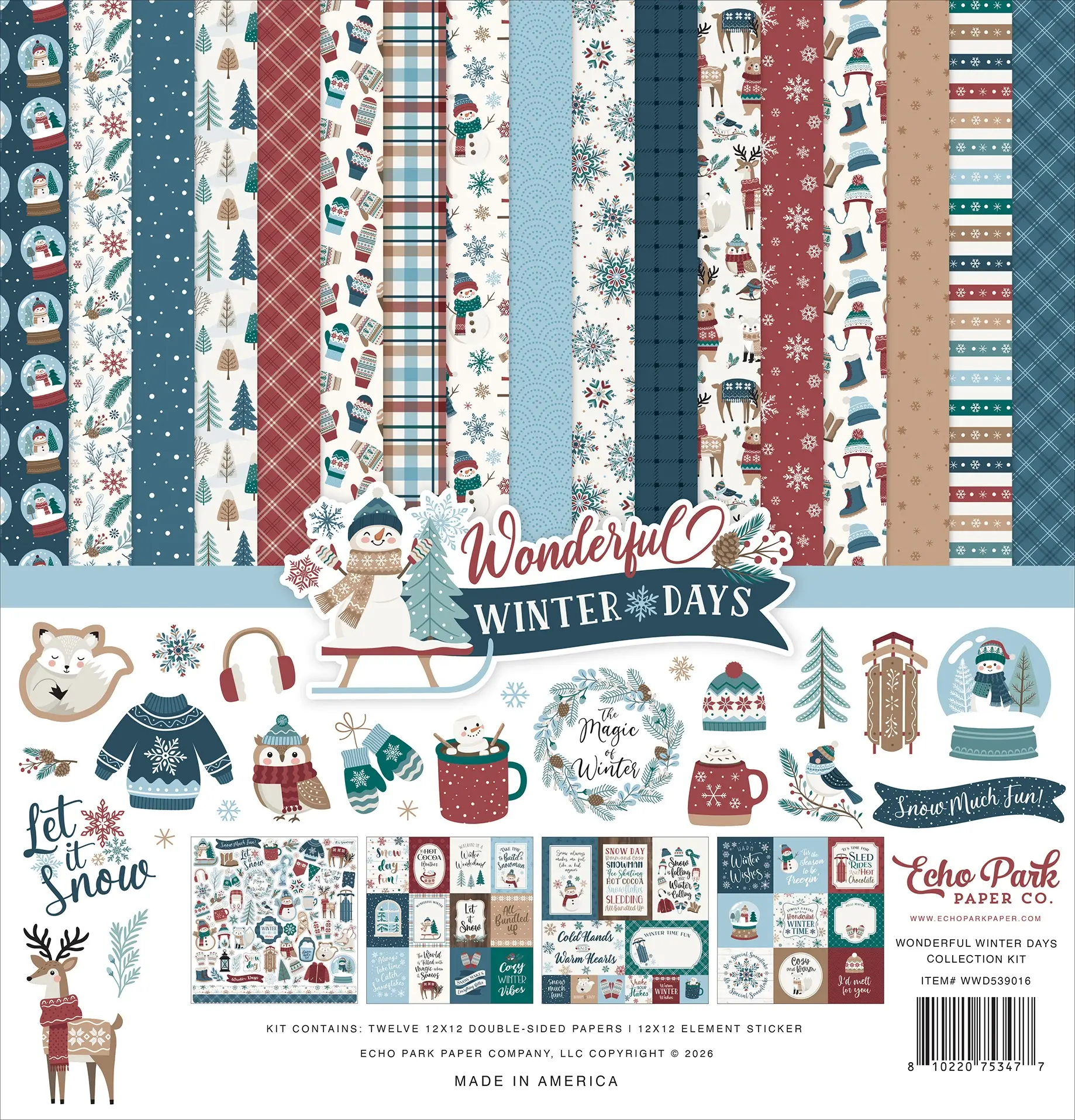 CARTA BELLA ECHO PARK WONDERFUL WINTER DAYS 12x12 COLLECTION KIT