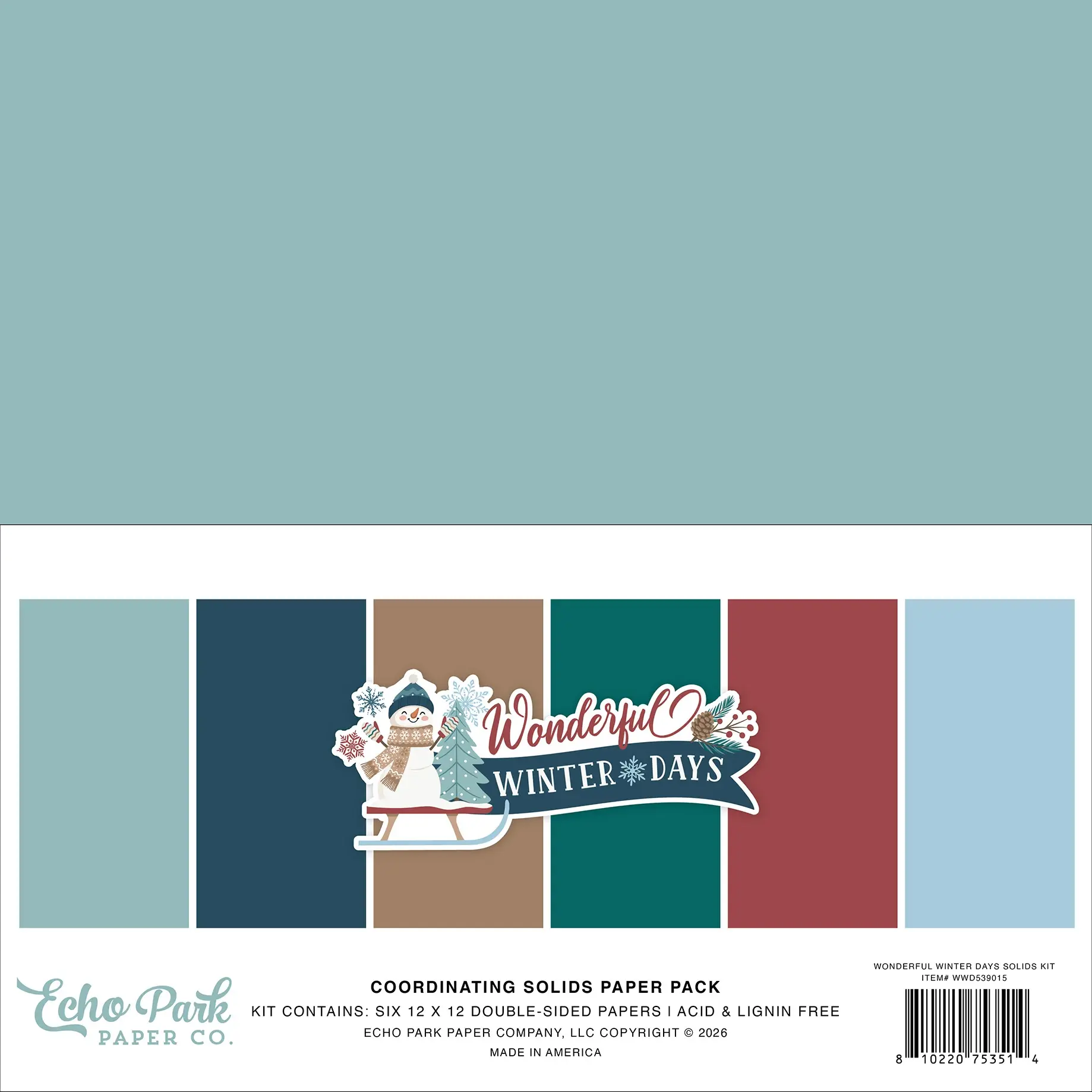 ECHO PARK PAPER ECHO PARK WONDERFUL WINTER DAYS 12x12 SOLIDS PAPER PACK