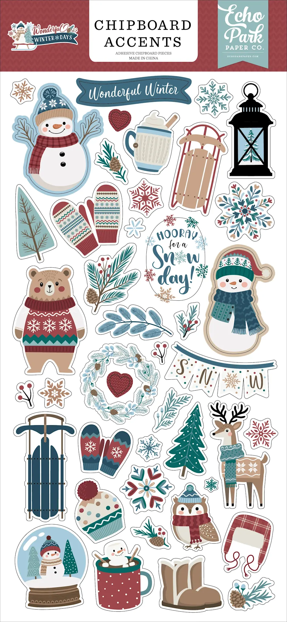ECHO PARK PAPER ECHO PARK WONDERFUL WINTER DAYS 6x13 CHIPBOARD ACCENTS