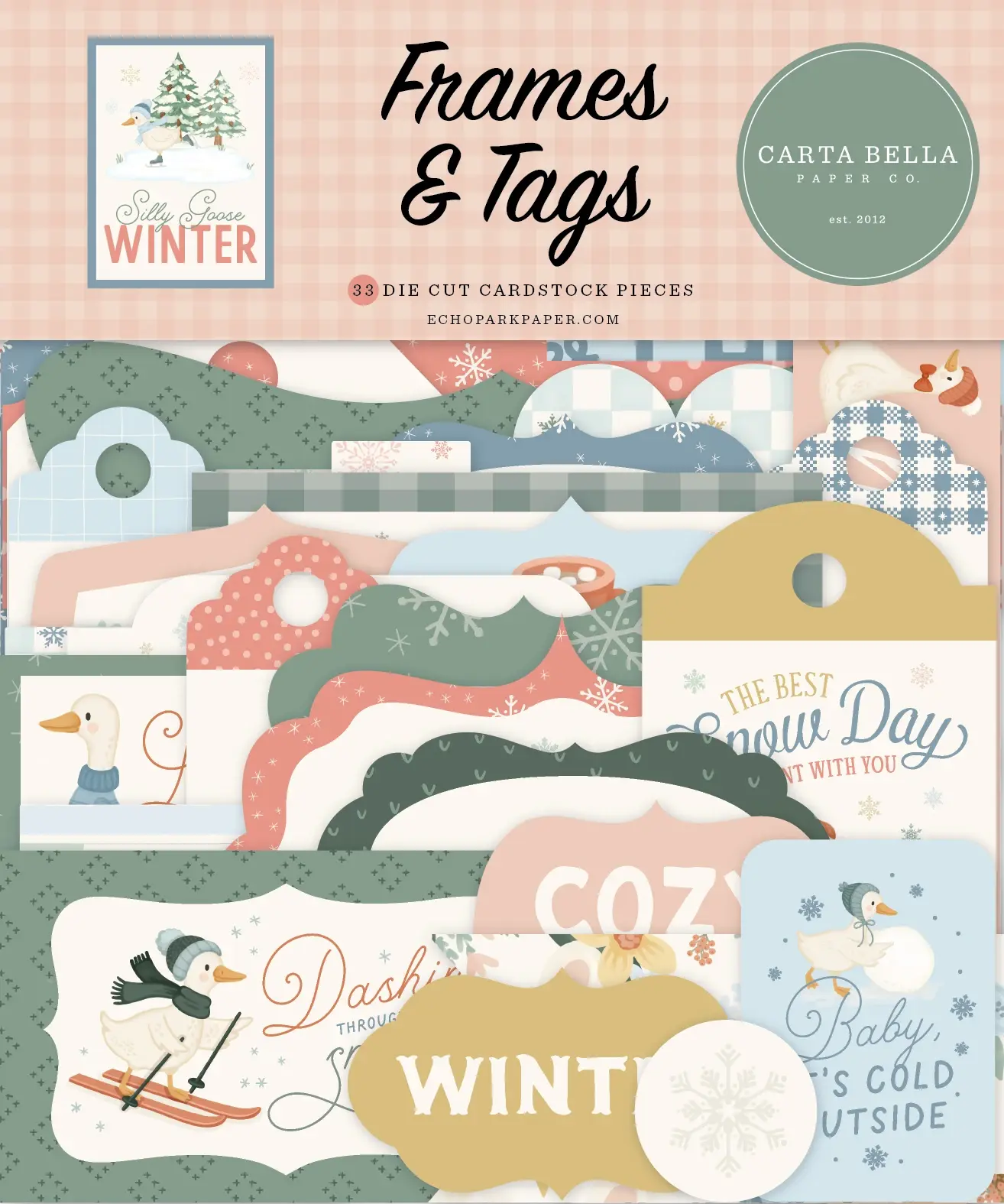 CARTA BELLA CARTA BELLA SILLY GOOSE WINTER FRAMES & TAGS EPHEMERA DIE CUTS