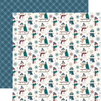 ECHO PARK PAPER ECHO PARK WONDERFUL WINTER DAYS SLEDDING SNOWMAN 12x12 CARDSTOCK
