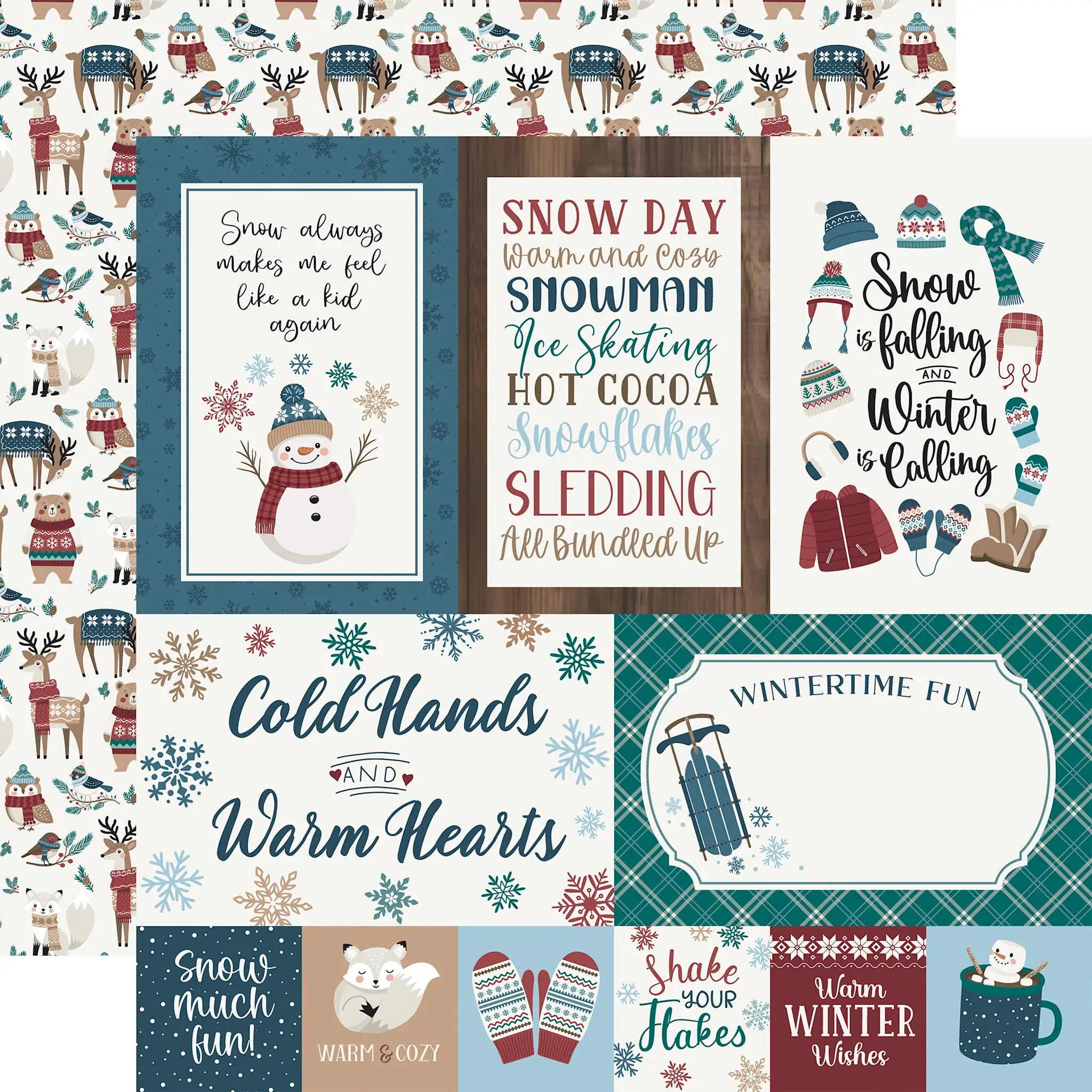ECHO PARK PAPER ECHO PARK WONDERFUL WINTER DAYS WINTER JOURNALING CARDS 12x12 CARDSTOCK