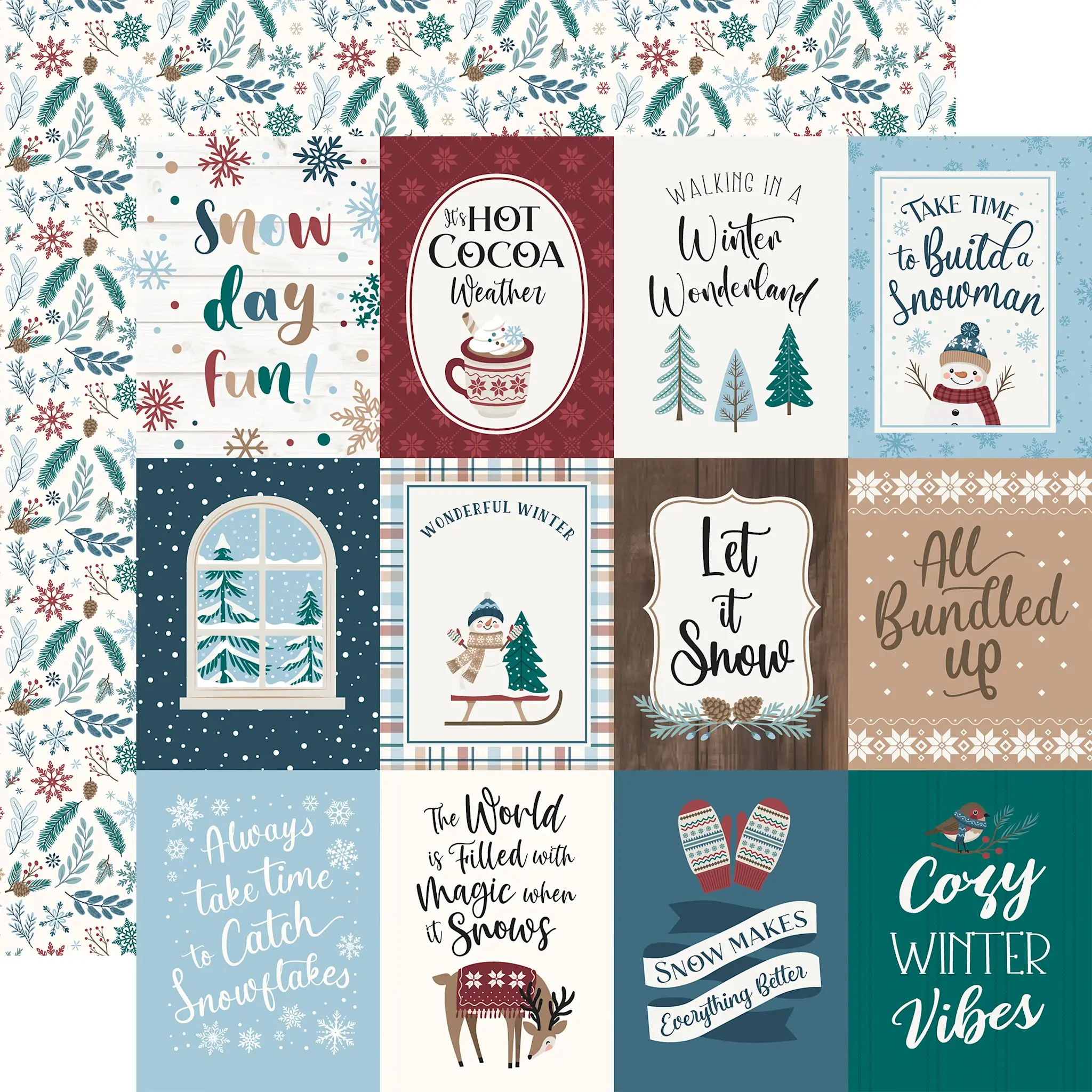 ECHO PARK PAPER ECHO PARK WONDERFUL WINTER DAYS 3x4 JOURNALING CARDS 12x12 CARDSTOCK