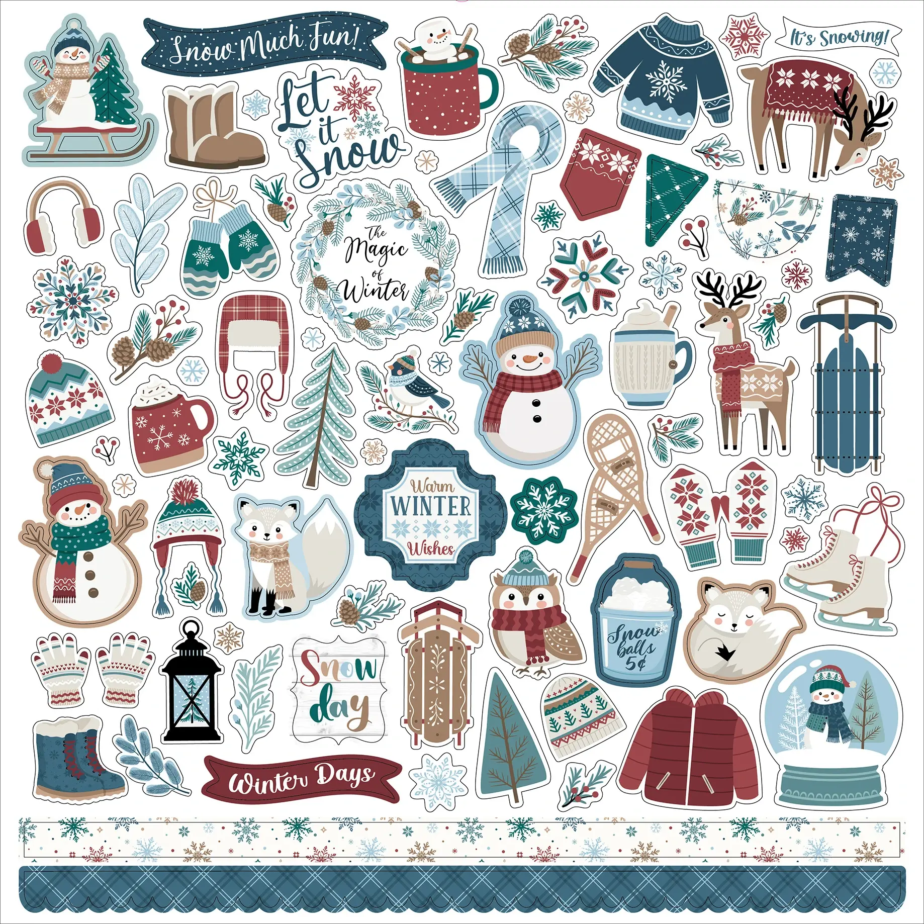 ECHO PARK PAPER ECHO PARK WONDERFUL WINTER DAYS ELEMENTS 12x12 CARDSTOCK STICKERS