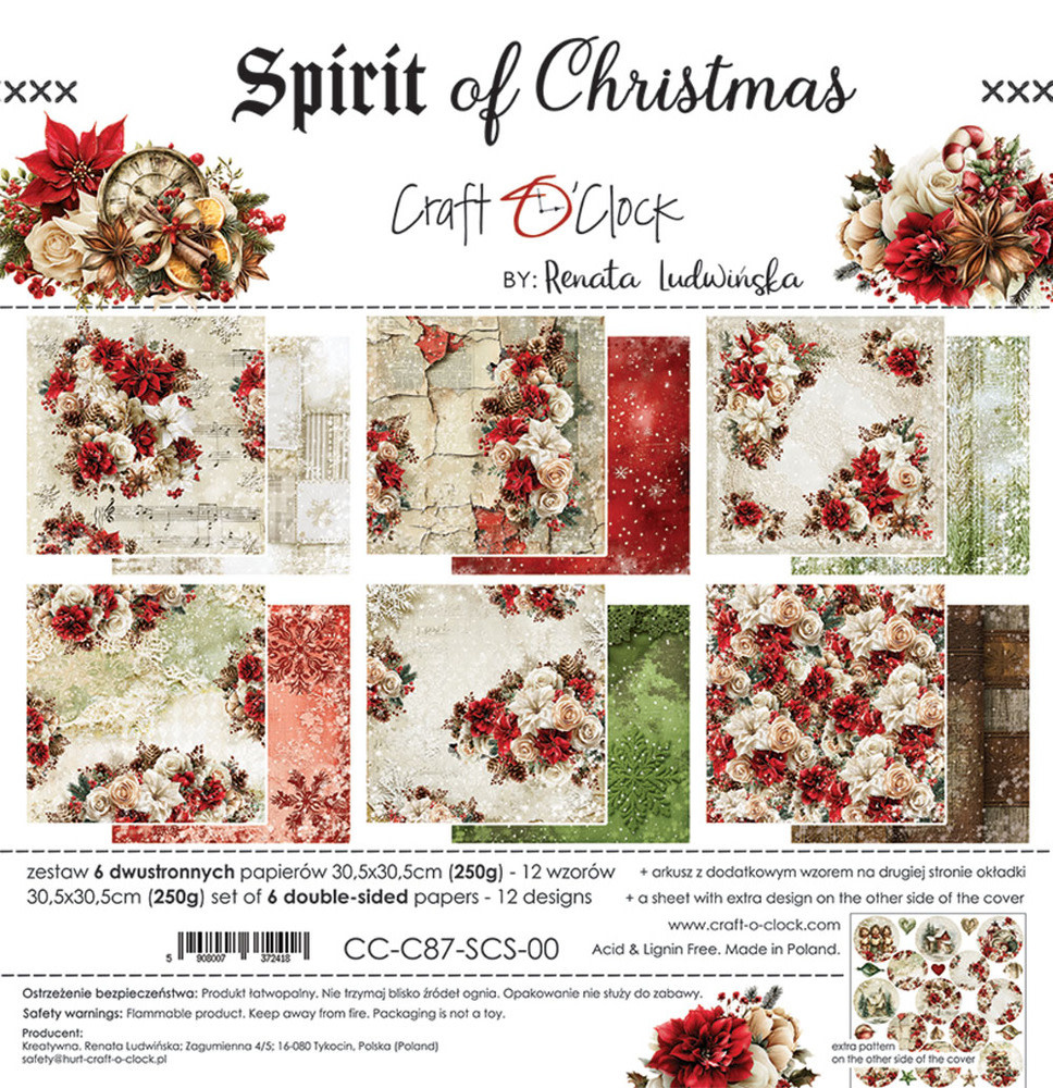 CRAFT O'CLOCK CRAFT O'CLOCK SPIRIT OF CHRISTMAS 12x12 PAPER PAD 6 SHEETS
