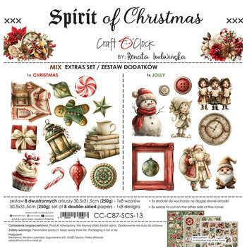 CRAFT O'CLOCK CRAFT O'CLOCK SPIRIT OF CHRISTMAS EXTRAS SET - MIX 12x12 COLLECTION PACK 8 SHEETS