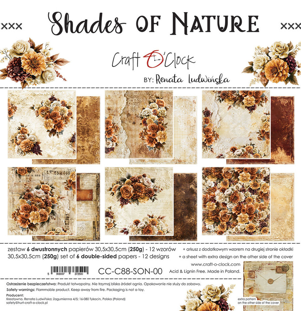 CRAFT O'CLOCK CRAFT O'CLOCK SHADES OF NATURE 12x12 PAPER PAD 6 SHEETS