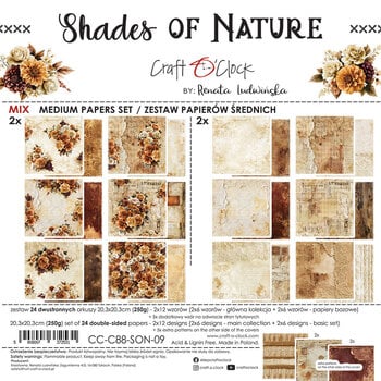 CRAFT O'CLOCK CRAFT O'CLOCK SHADES OF NATURE 8x8 MIX PAPER PAD 24 SHEETS