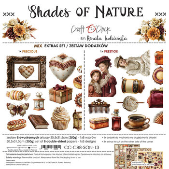 CRAFT O'CLOCK CRAFT O'CLOCK SHADES OF NATURE EXTRAS SET - MIX 12x12 COLLECTION PACK 8 SHEETS